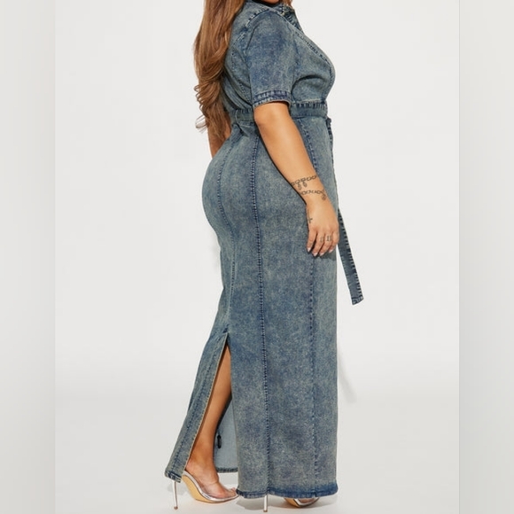 Fashion Nova Blue Denim Maxi Dress - Picture 3 of 3
